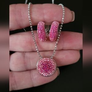 Swarovski Pink Crystal Necklace and Earring Set